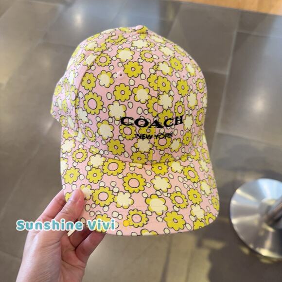 NWT COACH Floral Print Baseball Hat CBO67 Lime M/L - Picture 3 of 6